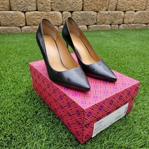 Tory Burch Elana 85mm Pump | Black Leather Heels | Size 8
